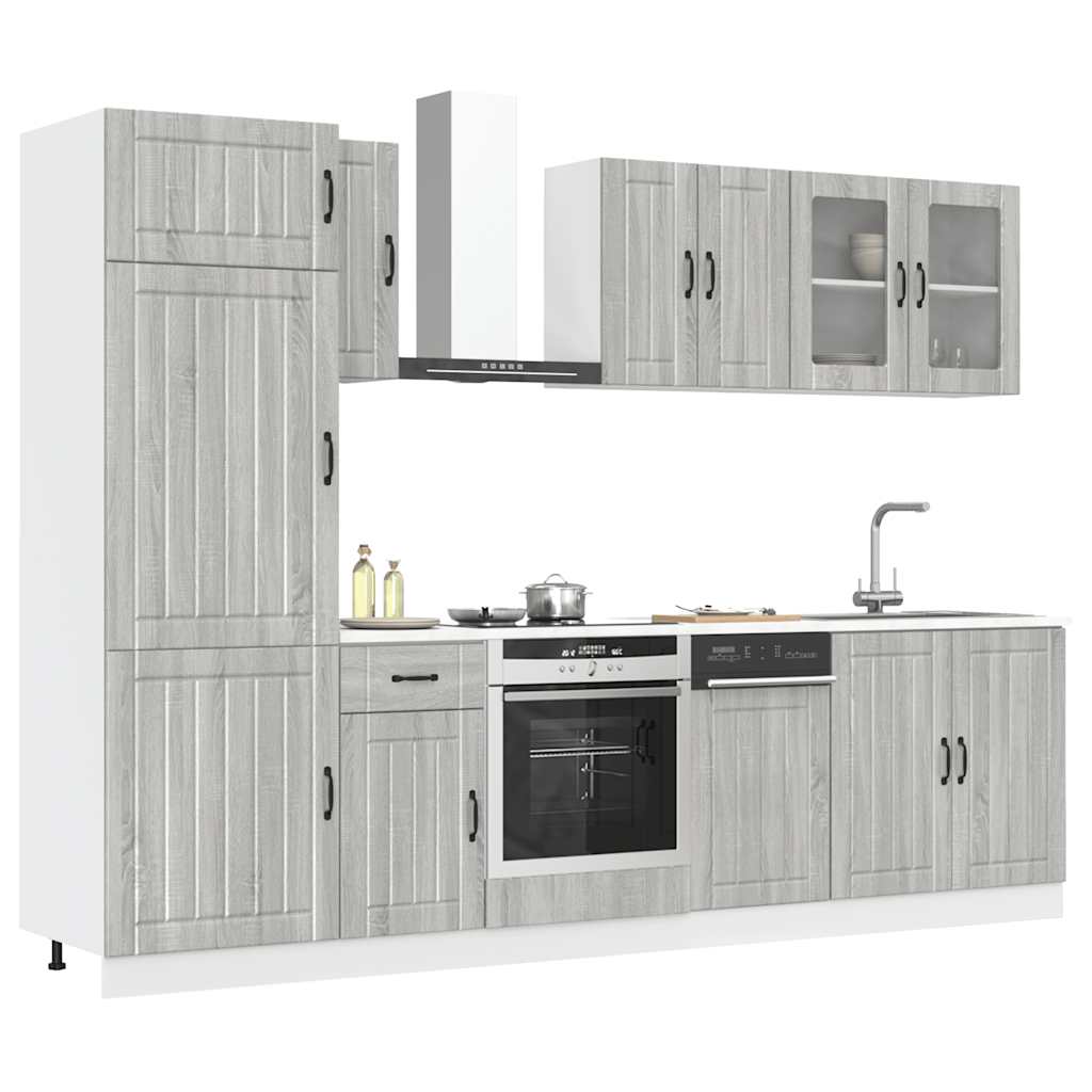 8 Peças armário de cozinha conjunto kalmar cinza sonoma