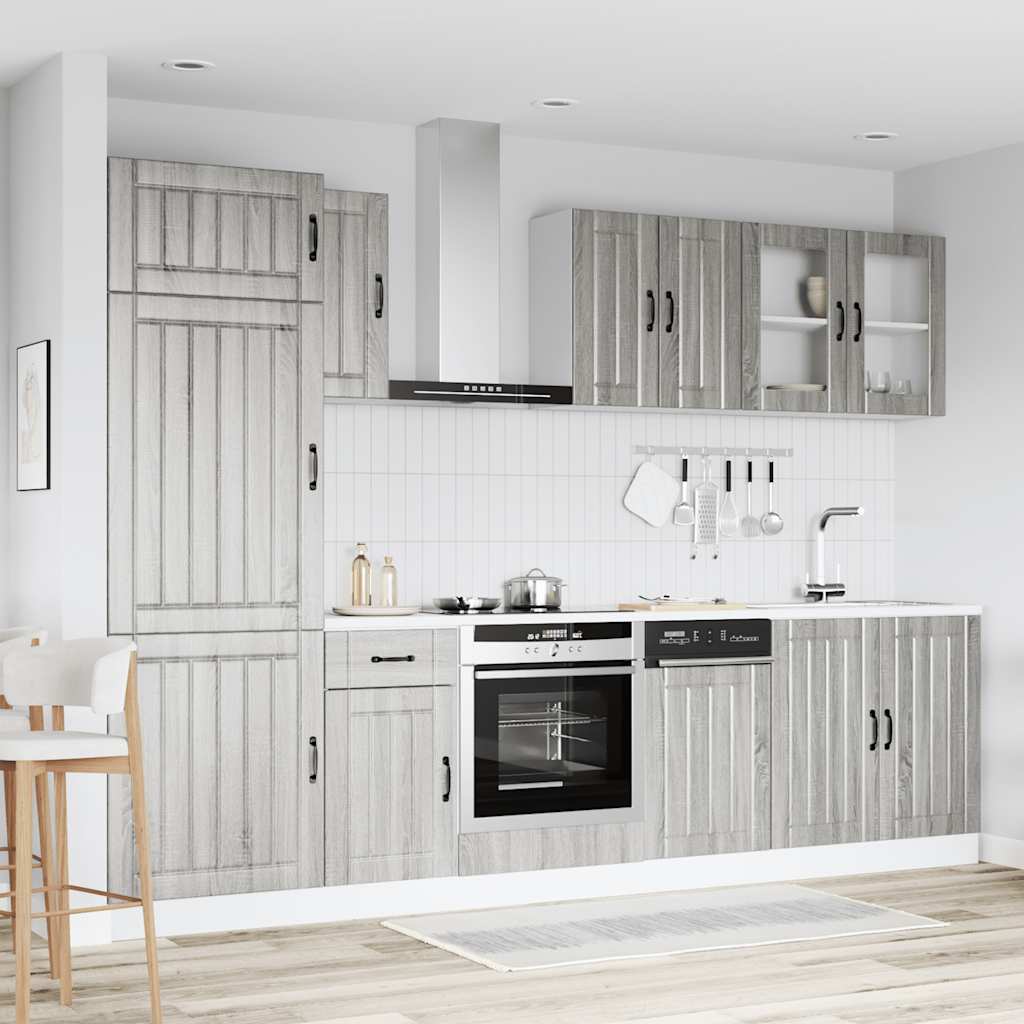 8 Peças armário de cozinha conjunto kalmar cinza sonoma