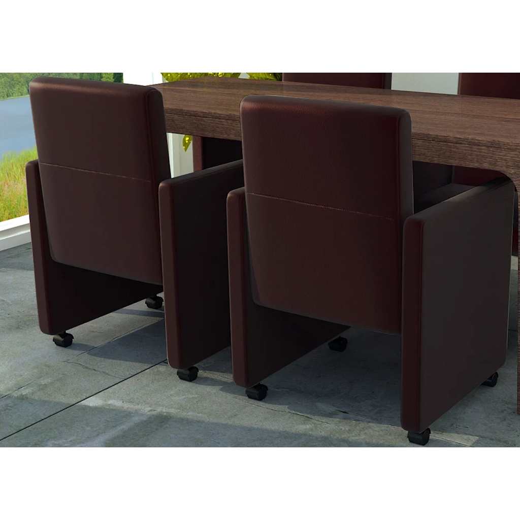 Cadeiras de jantar 2 pcs couro artificial castanho