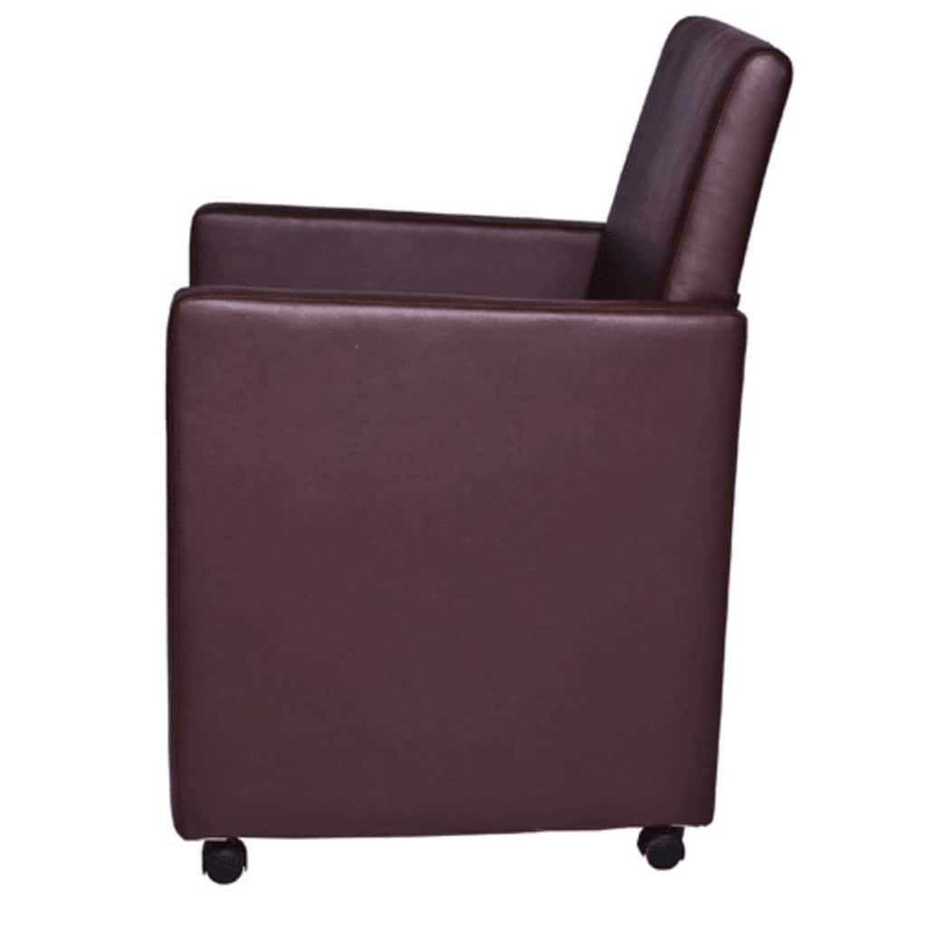 Cadeiras de jantar 2 pcs couro artificial castanho