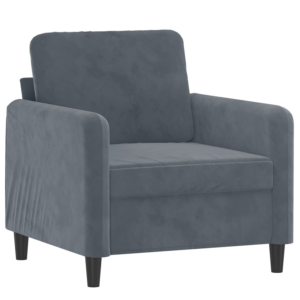Poltrona com apoio de pés 60 cm veludo cinzento-escuro