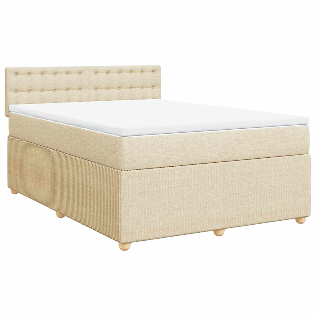 Cama com molas/colchão 140x200 cm tecido cor creme