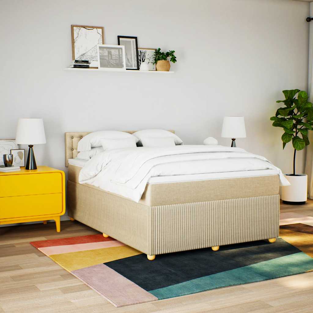 Cama com molas/colchão 140x200 cm tecido cor creme