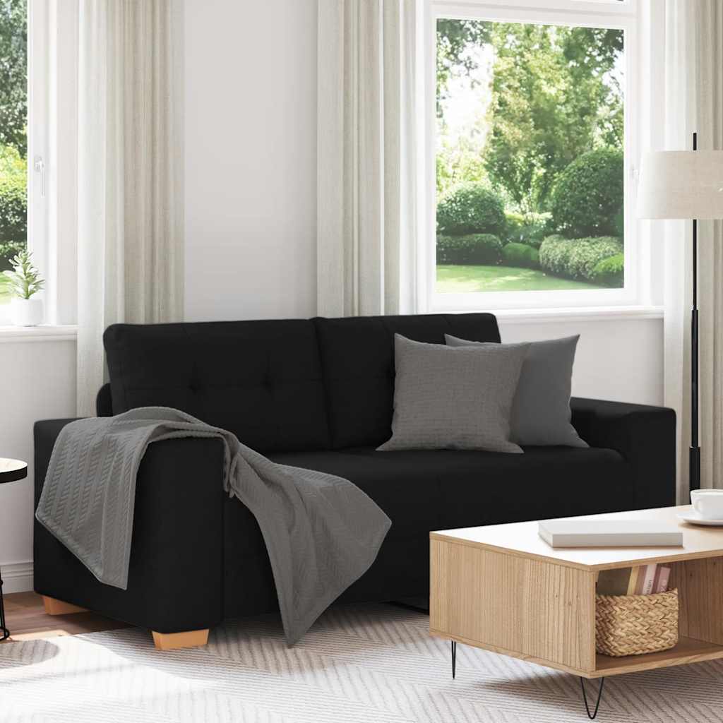 Sofá de dois lugares, preto, 180x77x82 cm, em tecido