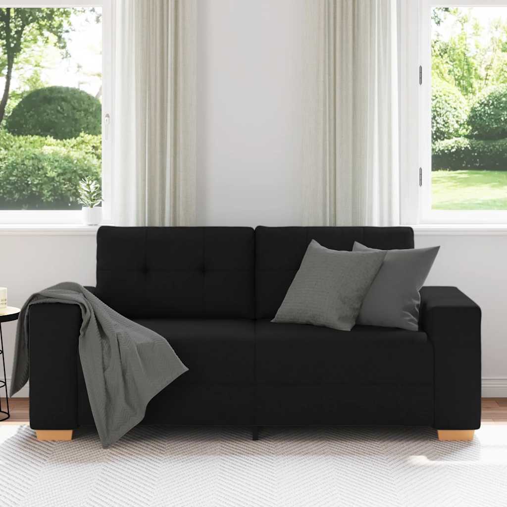 Sofá de dois lugares, preto, 180x77x82 cm, em tecido