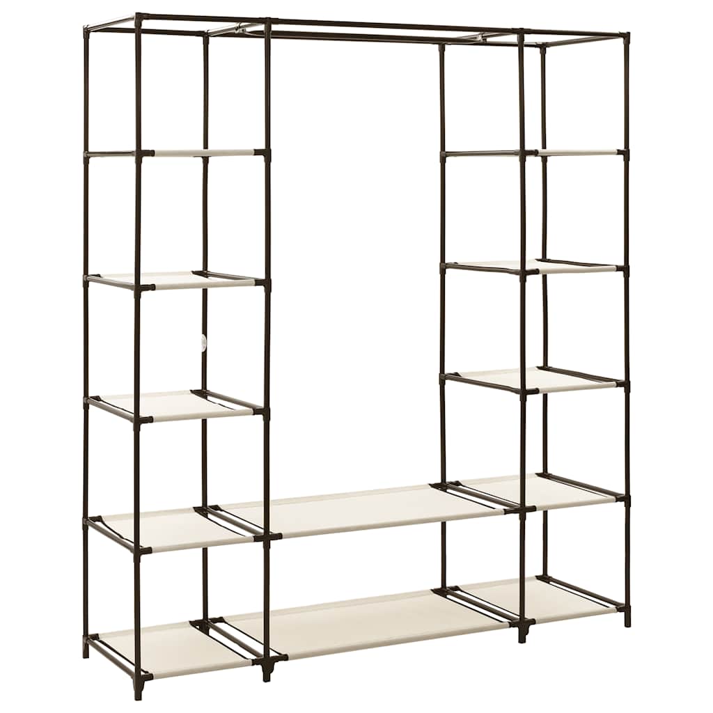 Roupeiro c/ compartimentos e varões 150x45x176 cm tecido creme