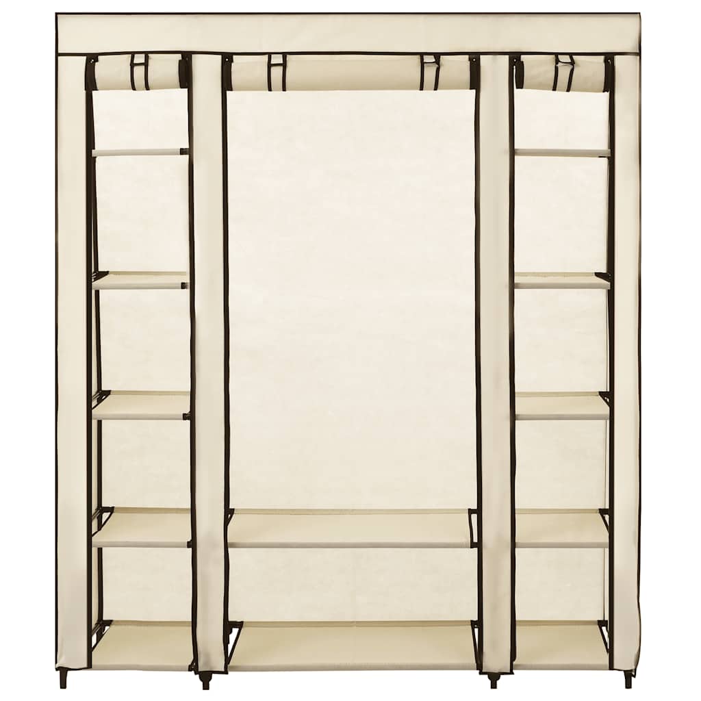 Roupeiro c/ compartimentos e varões 150x45x176 cm tecido creme
