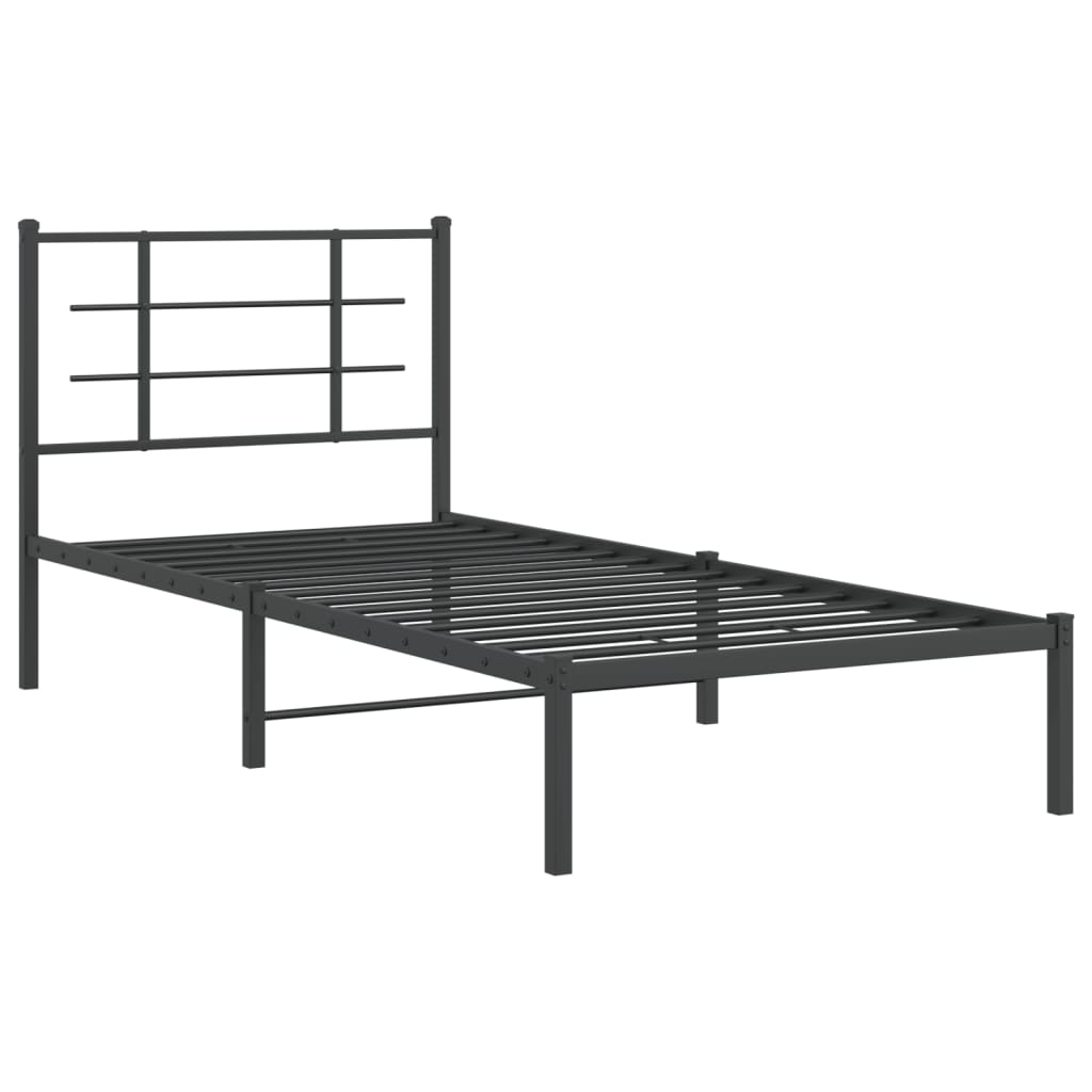 Estrutura de cama com cabeceira 90x190 cm metal preto
