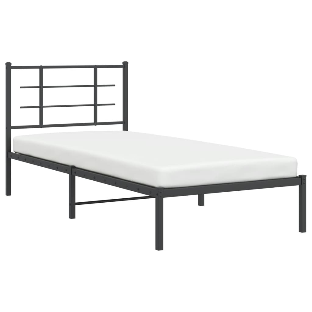 Estrutura de cama com cabeceira 90x190 cm metal preto