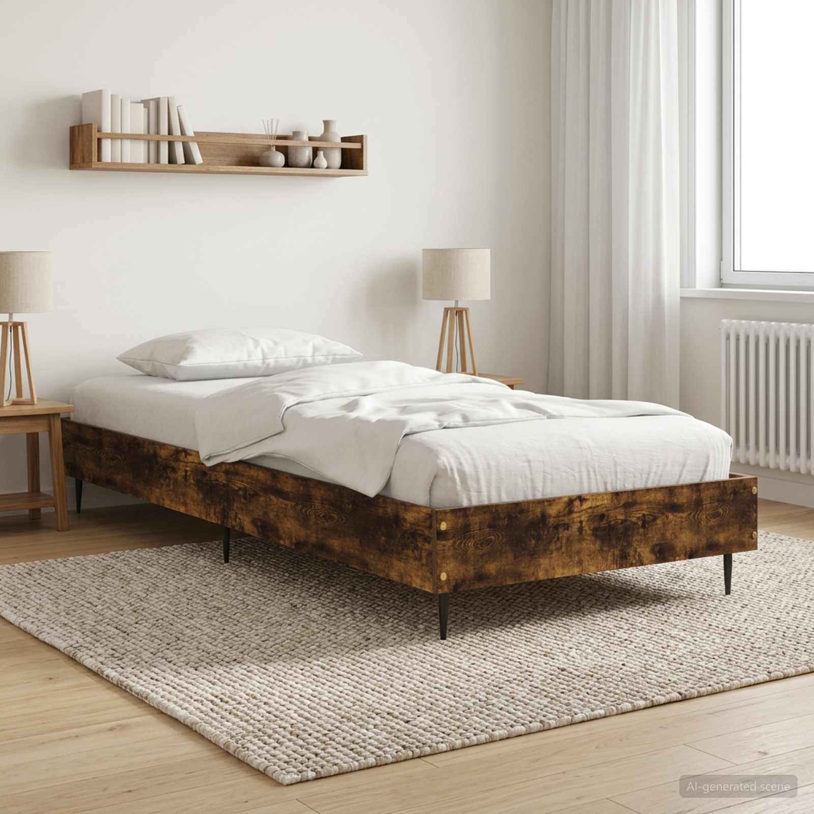 Estrutura da cama carvalho fumado 80 x 200 cm
