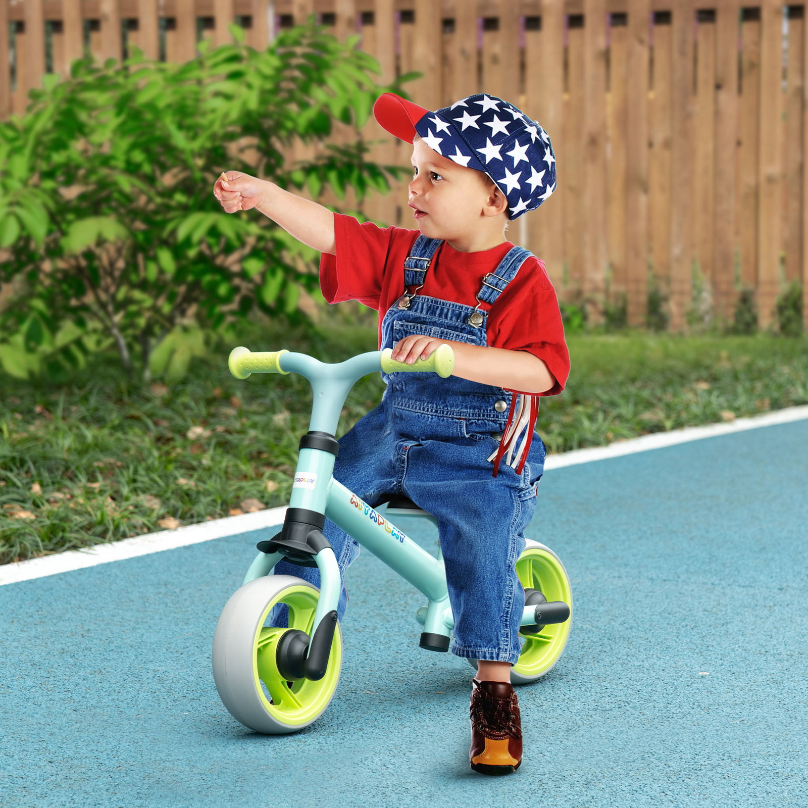 Bicicleta sem pedais para crianças de 18-48 meses bicicleta de equilíbrio com assento ajustável em altura 66,5x34x47 cm verde