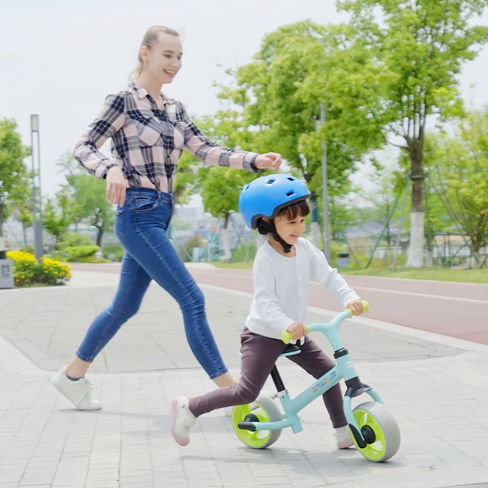 Bicicleta sem pedais para crianças de 18-48 meses bicicleta de equilíbrio com assento ajustável em altura 66,5x34x47 cm verde