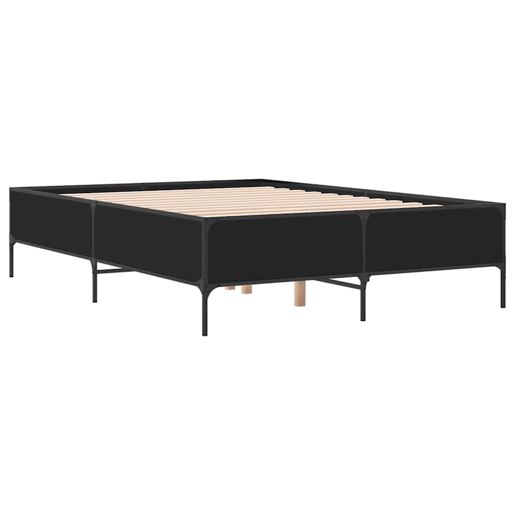 Estrutura de cama 160x200 cm derivados de madeira/metal preto