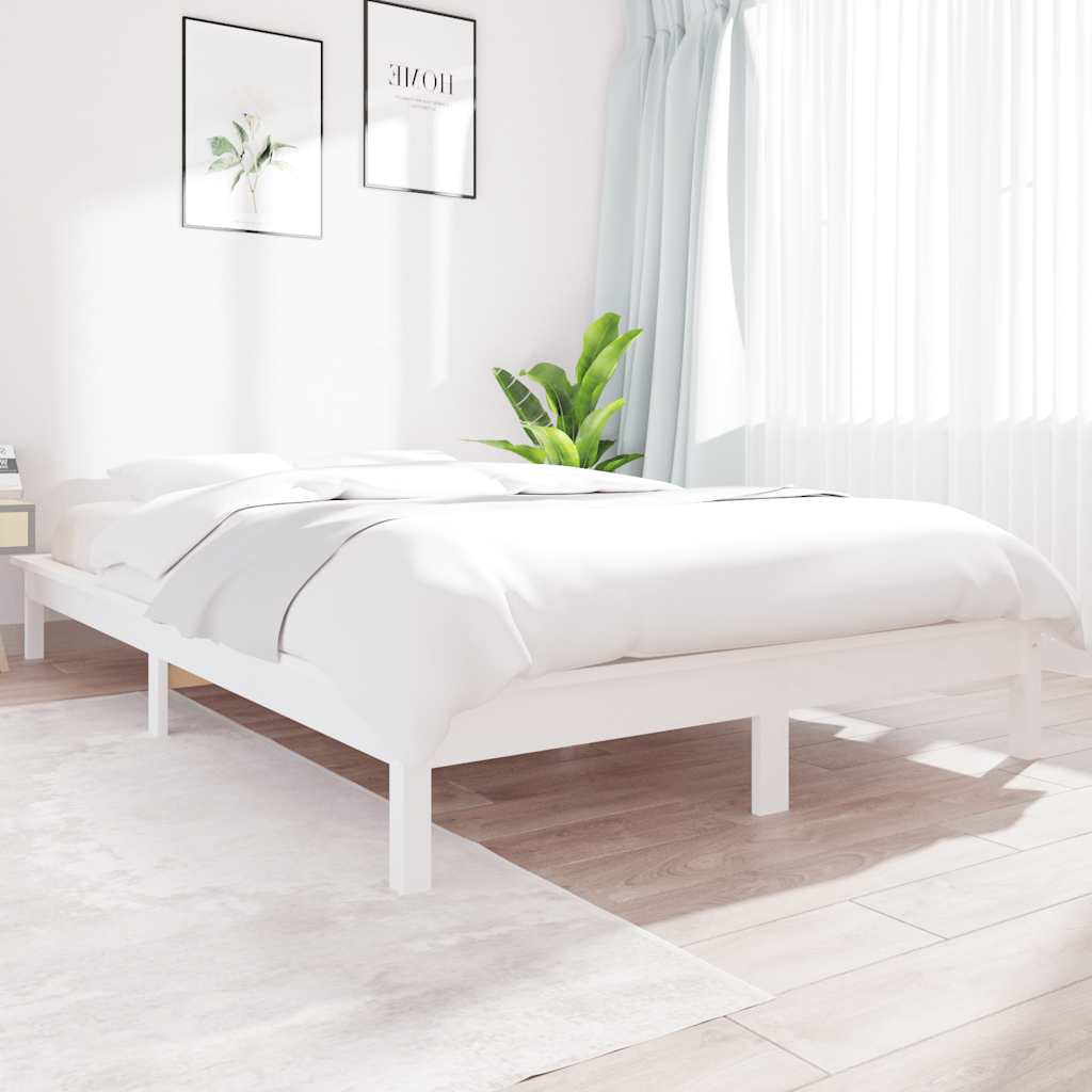 Estrutura de cama 120x200 cm pinho maciço branco