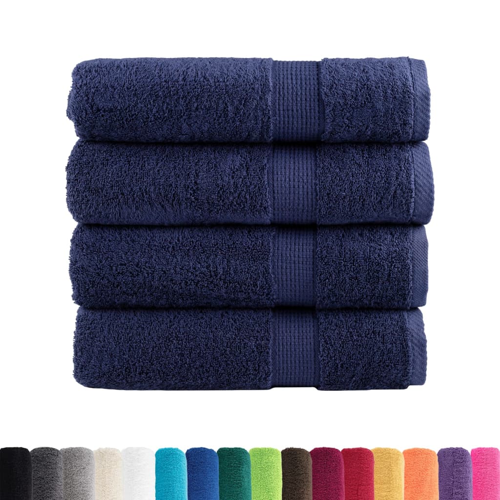 Toalhas mãos premium solund 4pcs 50x100cm 600 gsm azul-marinho