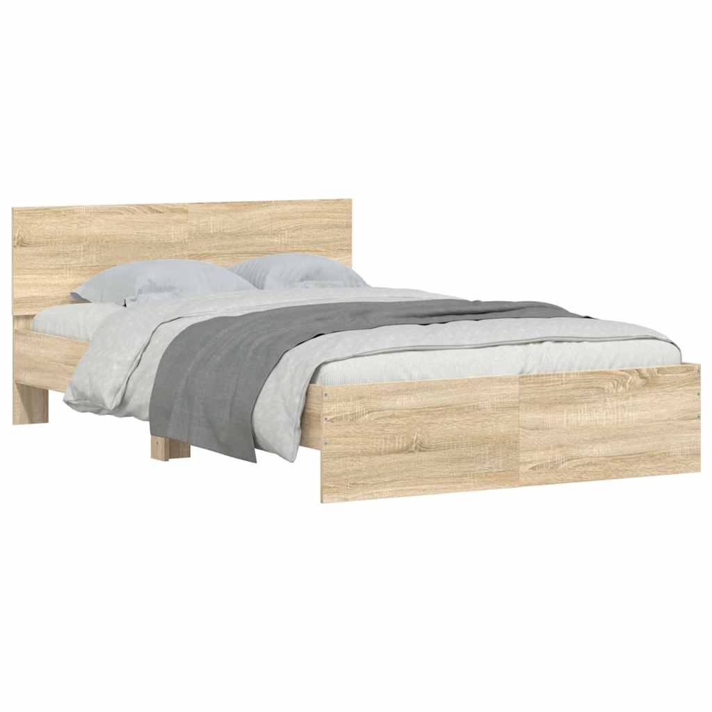 Estrutura de cama com cabeceira 120x200 cm carvalho sonoma