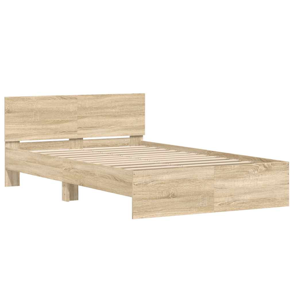 Estrutura de cama com cabeceira 120x200 cm carvalho sonoma