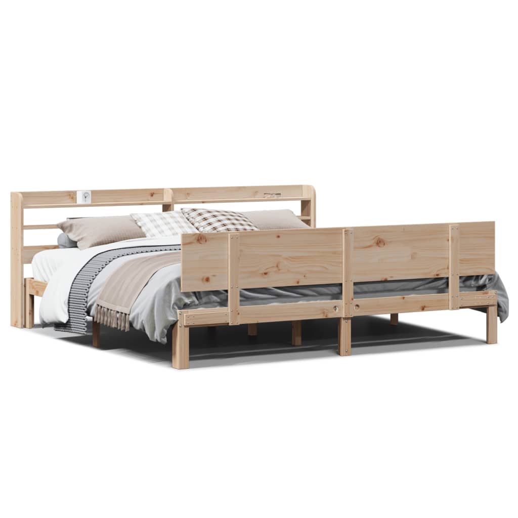 Estrutura de cama com cabeceira 200x200 cm pinho maciço