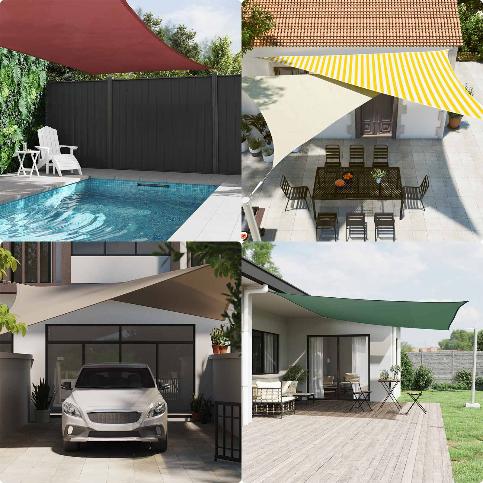 Vela de sombra solar amarelo e branco 4,5 × 3 m