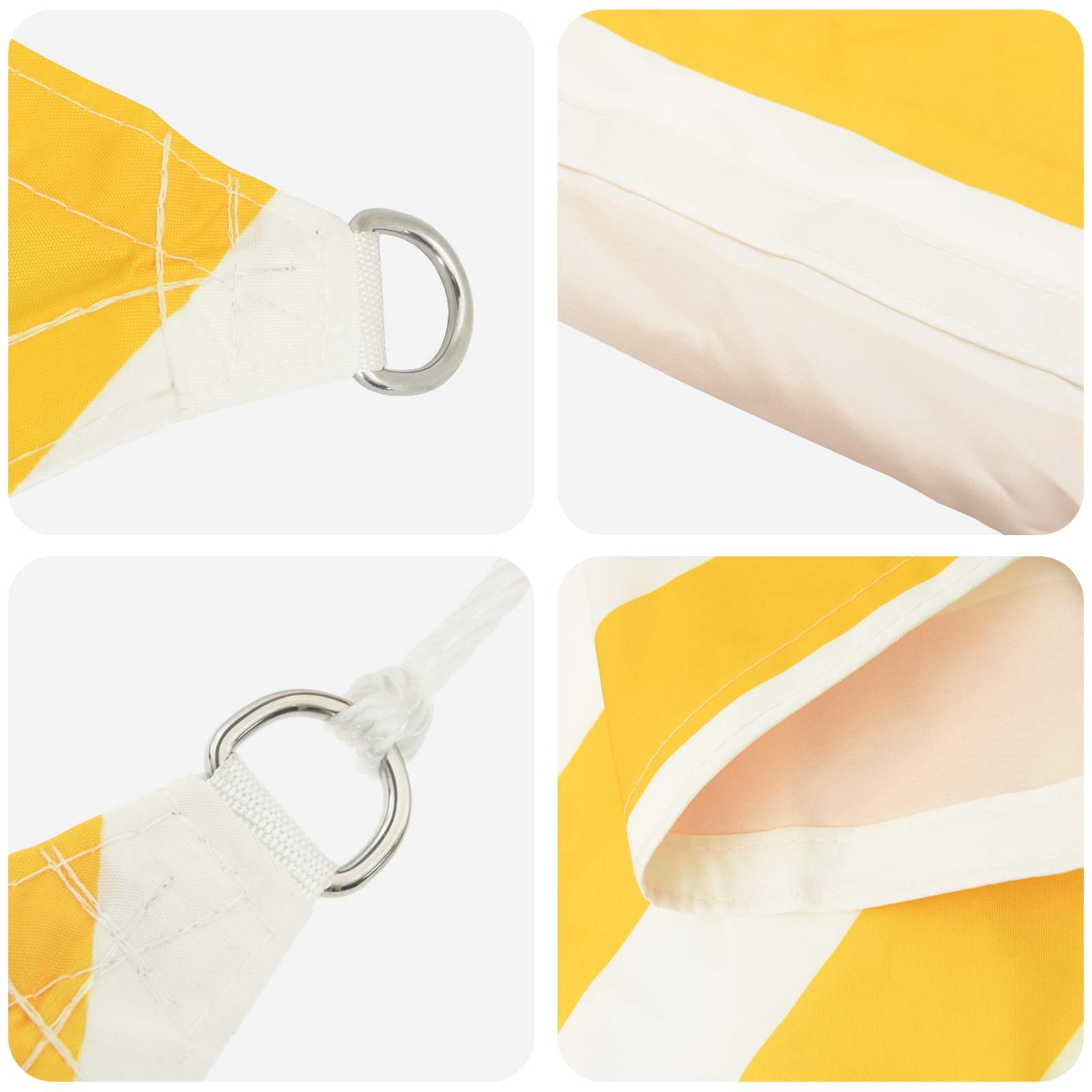 Vela de sombra solar amarelo e branco 4,5 × 3 m