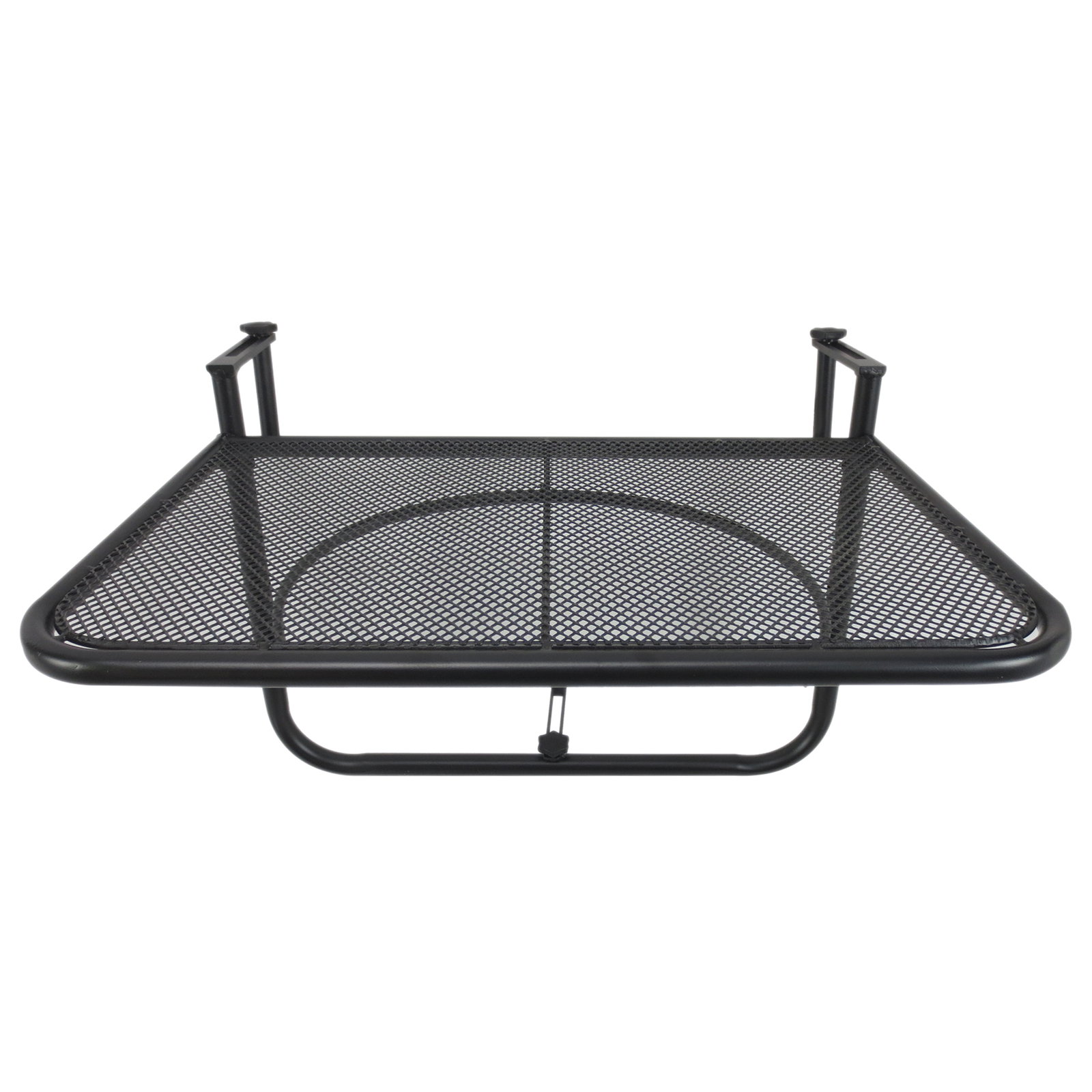 Mesa suspensa para varanda com braço regulável e altura ajustável em 3 posições estrutura de metal 60x56,5x45 cm preto