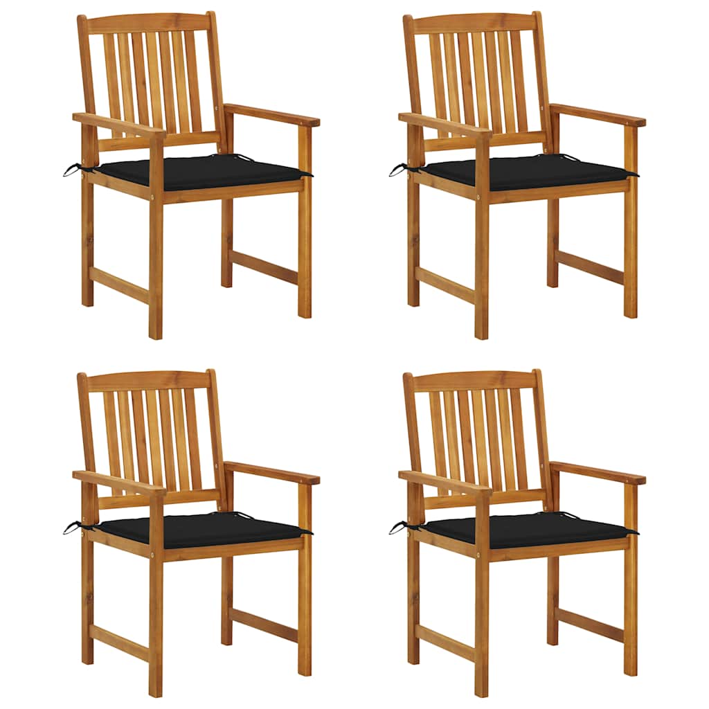 Cadeiras de jardim c/ almofadões 4 pcs madeira de acácia maciça