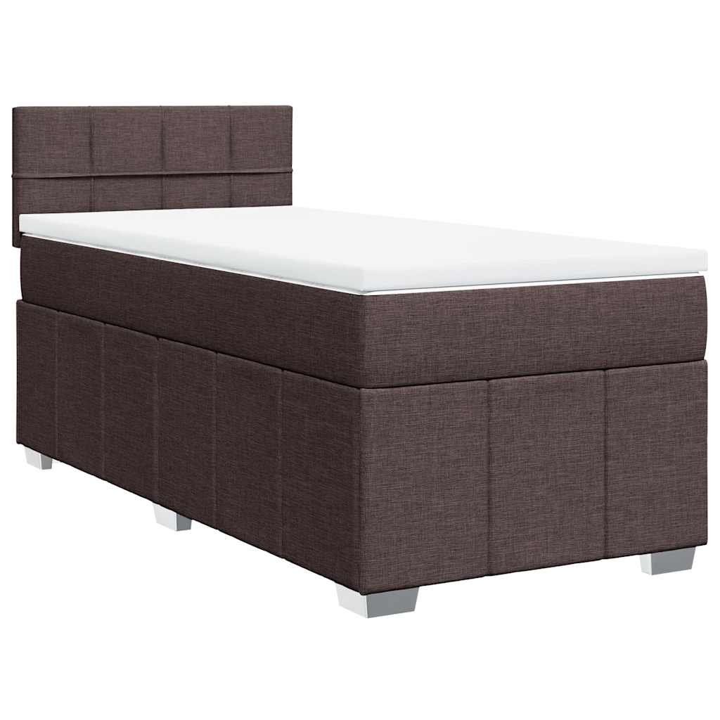 Cama com molas/colchão 90x200 cm tecido castanho-escuro