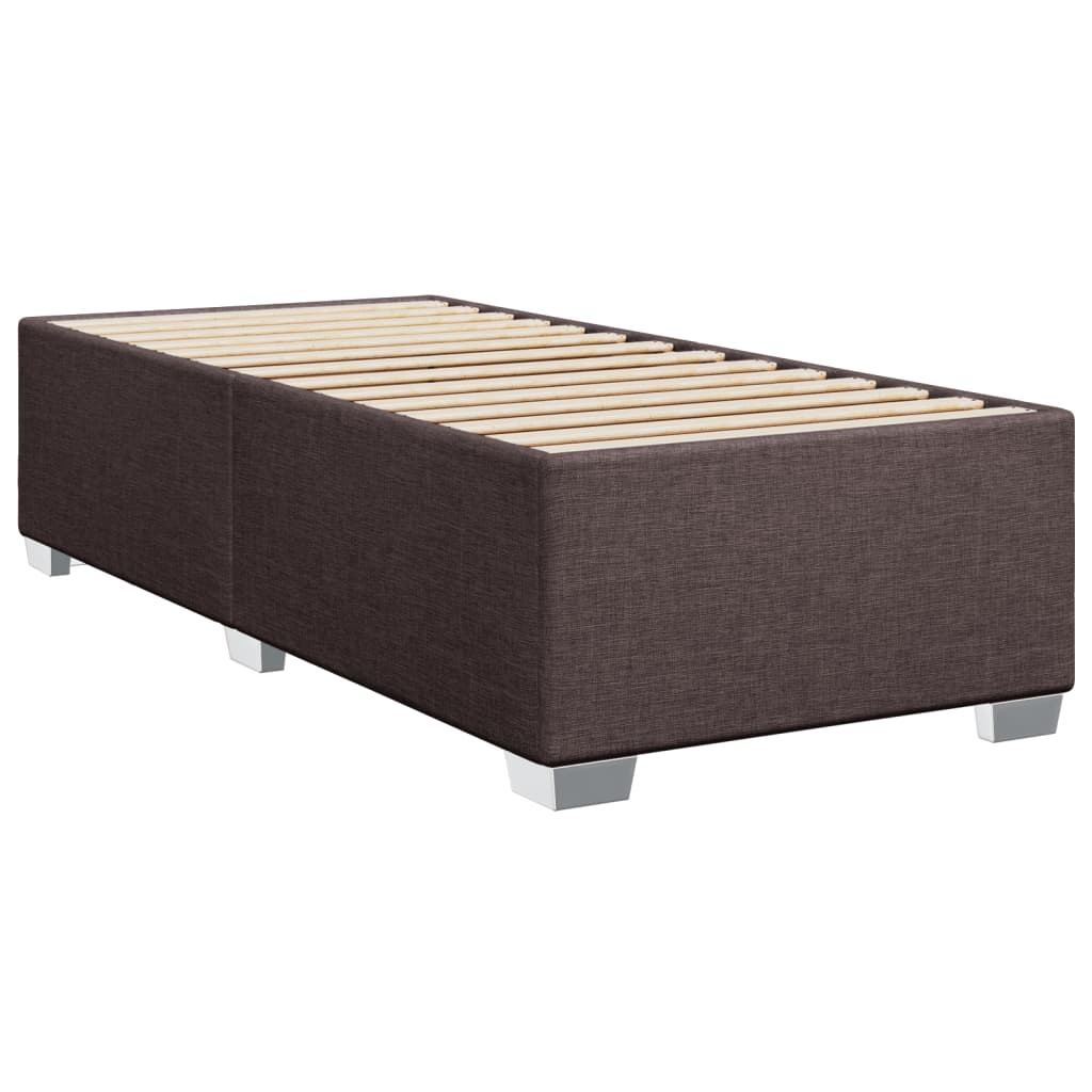 Estrutura de cama sem colchão 100x200 cm tecido castanho-escuro