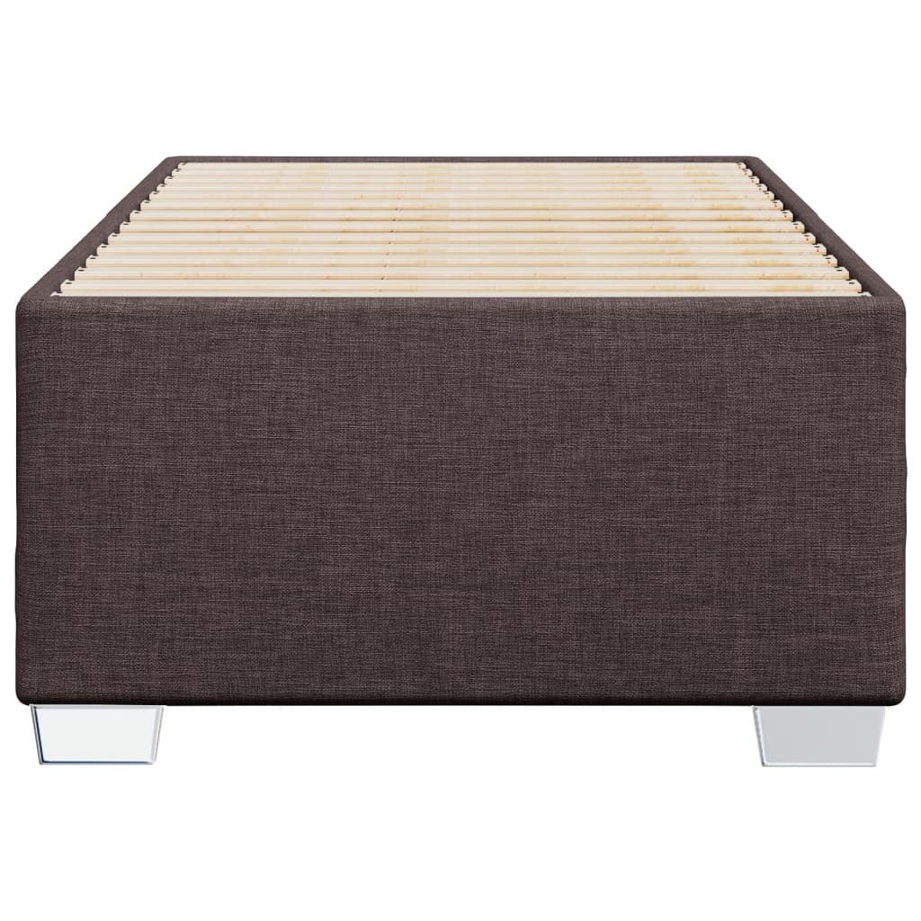 Estrutura de cama sem colchão 100x200 cm tecido castanho-escuro