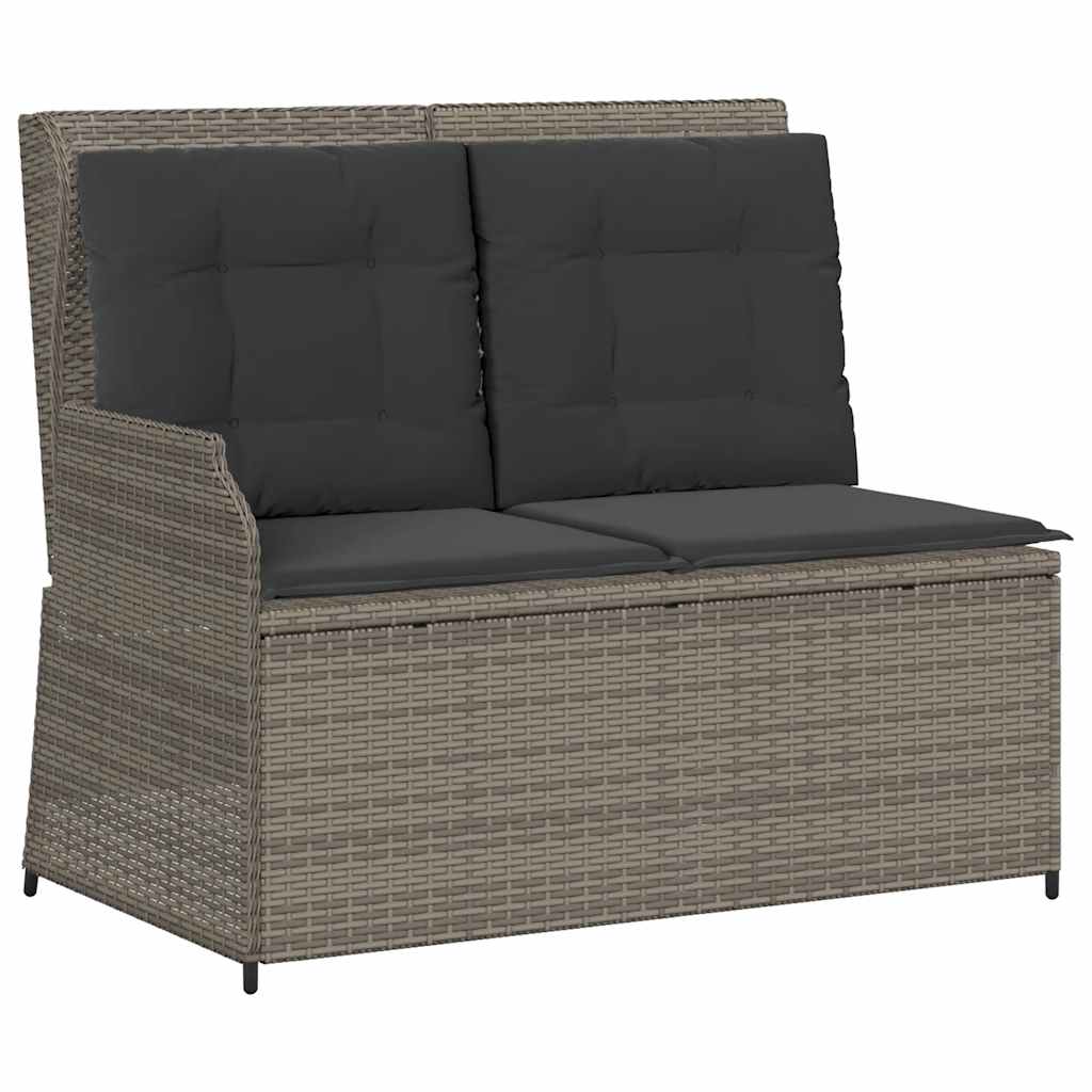 3 Pcs conjunto lounge de jardim c/ almofadões vime PE cinzento