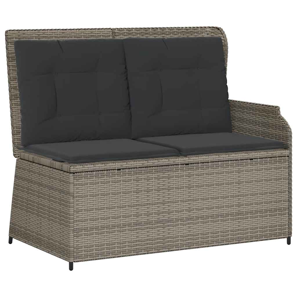 3 Pcs conjunto lounge de jardim c/ almofadões vime PE cinzento