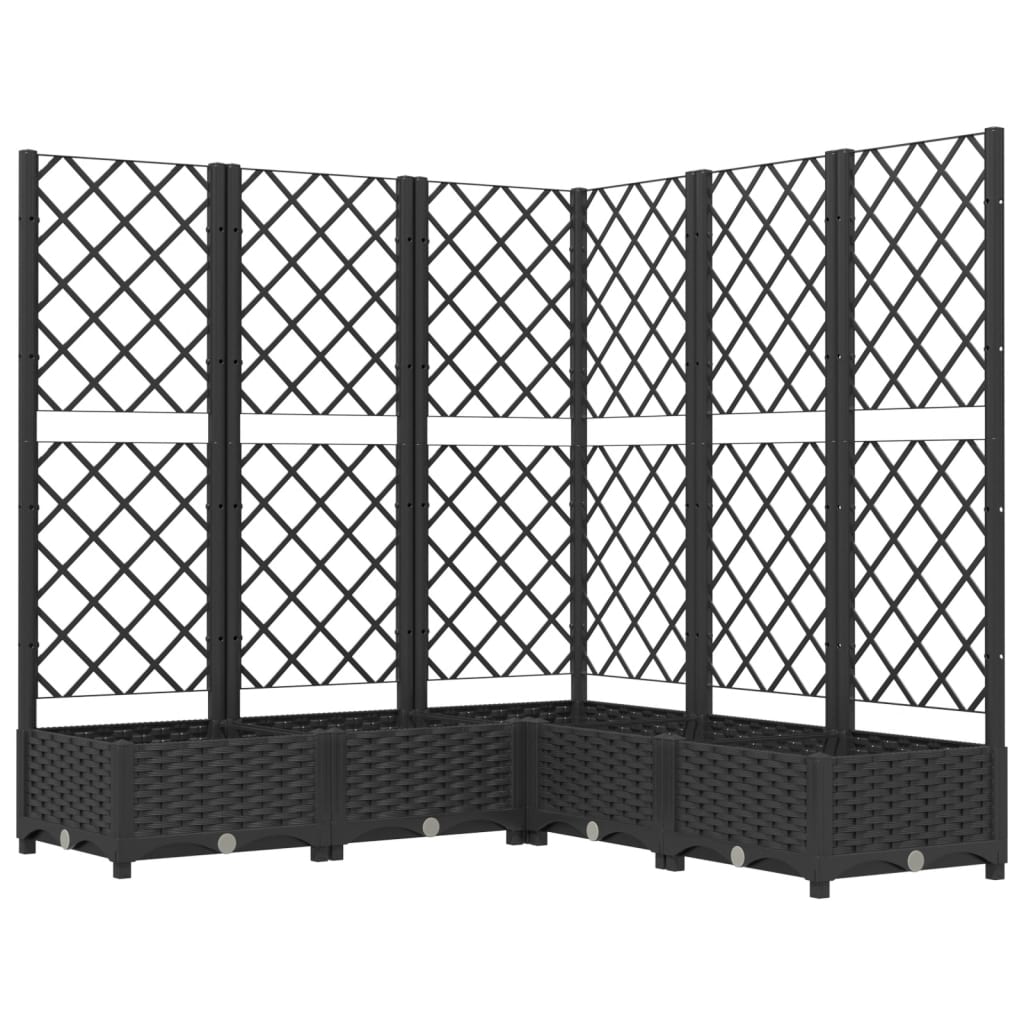 Vaso/floreira jardim c/ treliça 120x120x121,5 cm PP preto