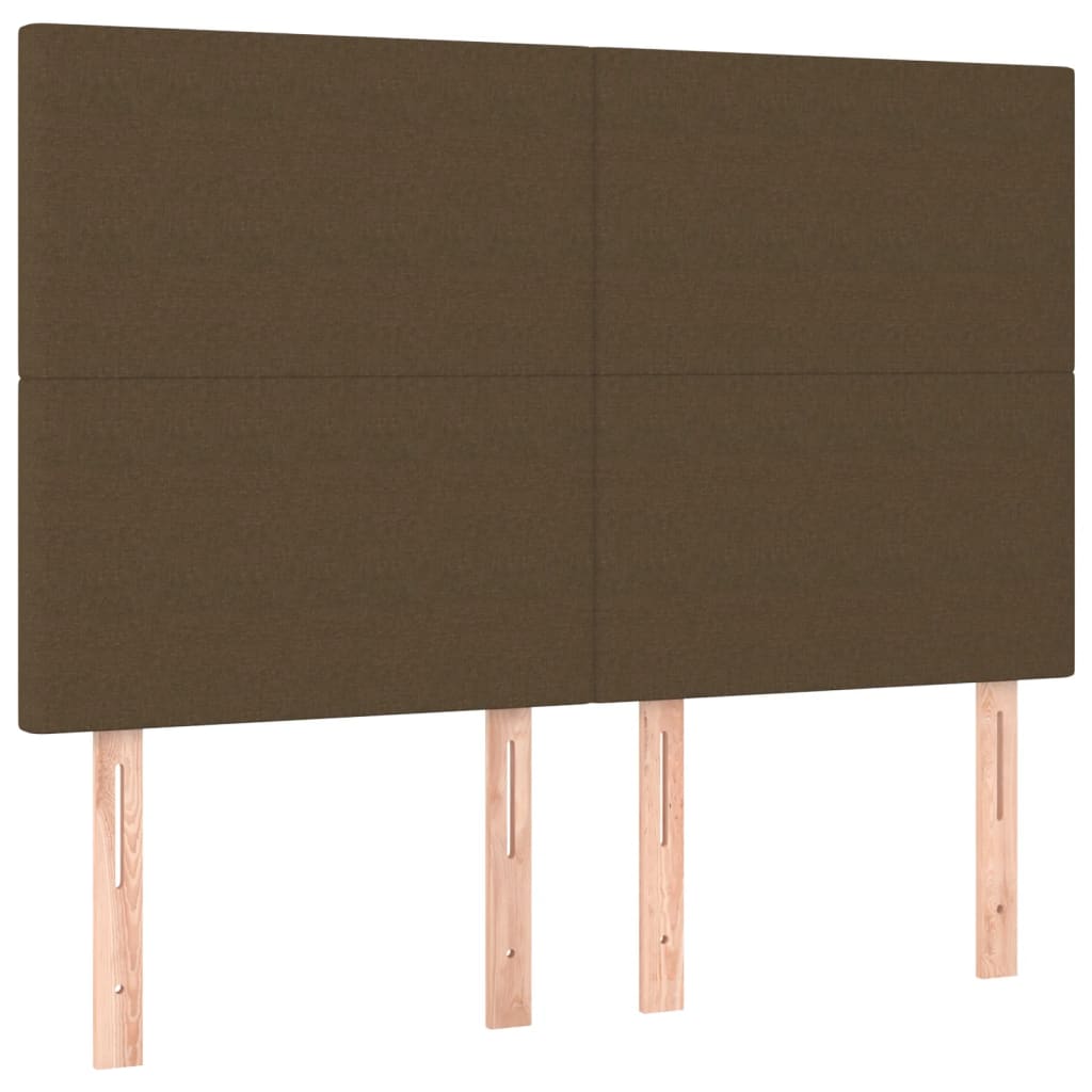 Cabeceira de cama c/ luzes LED tecido 144x5x118/128cm castanho