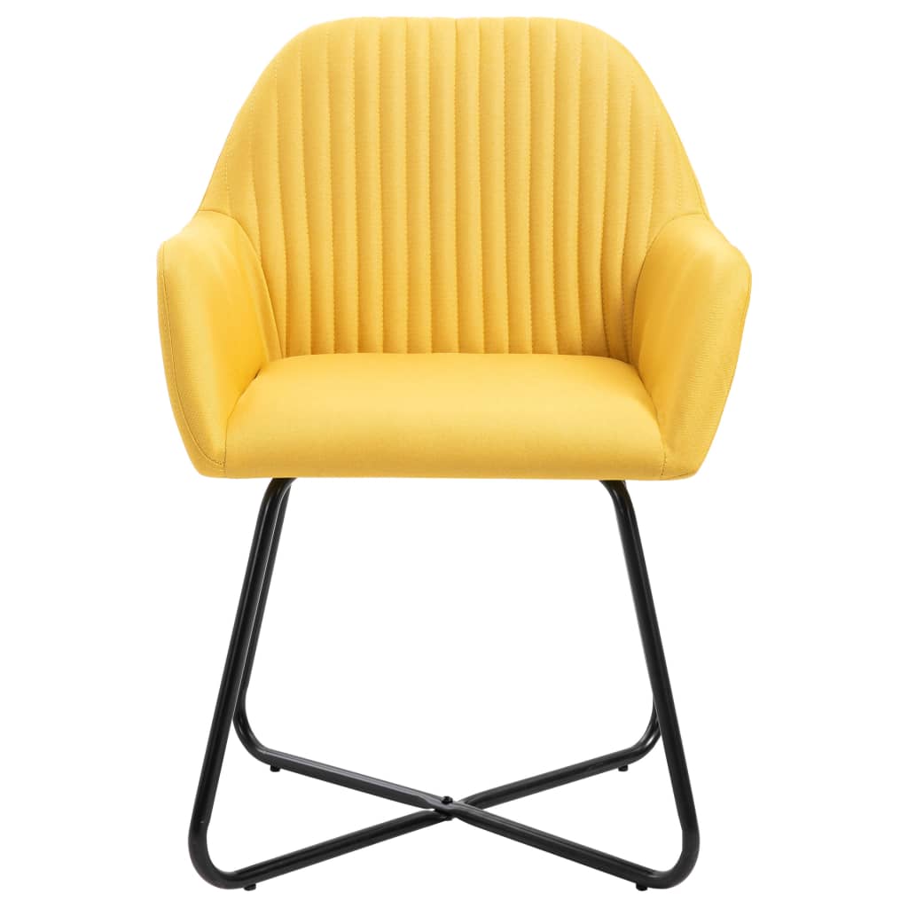 Cadeiras de jantar 2 pcs tecido amarelo