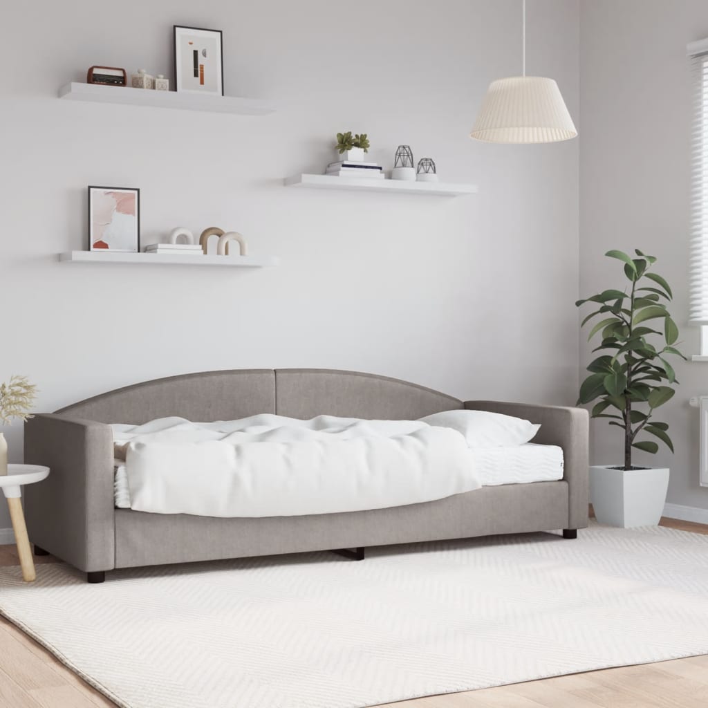 Sofá-cama com colchão 80x200 cm tecido cinzento-acastanhado