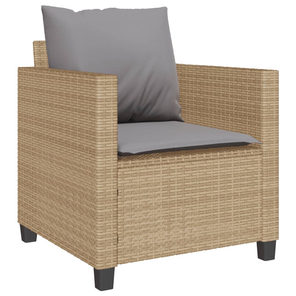 3 Pcs conjunto bistrô com almofadões vime PE bege