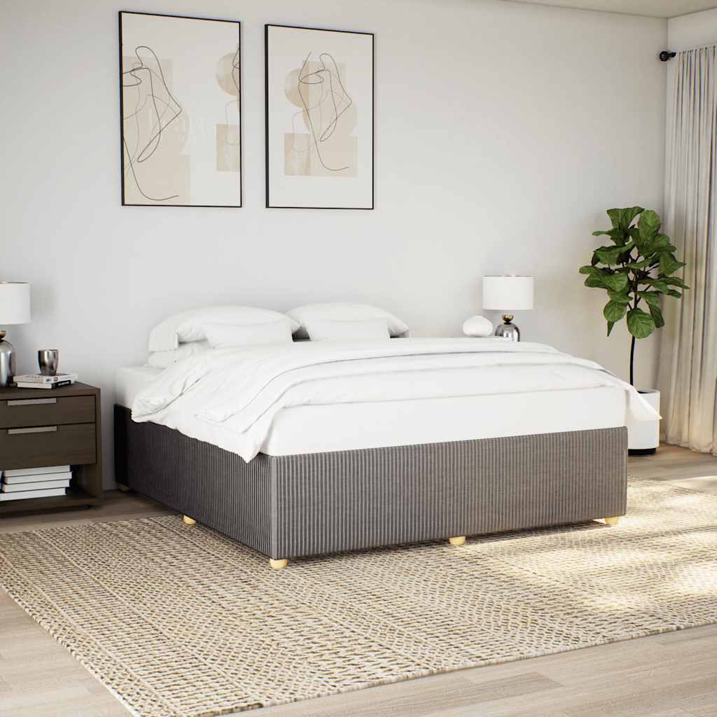 Cama sem colchão 200x200 cm tecido cinzento-acastanhado