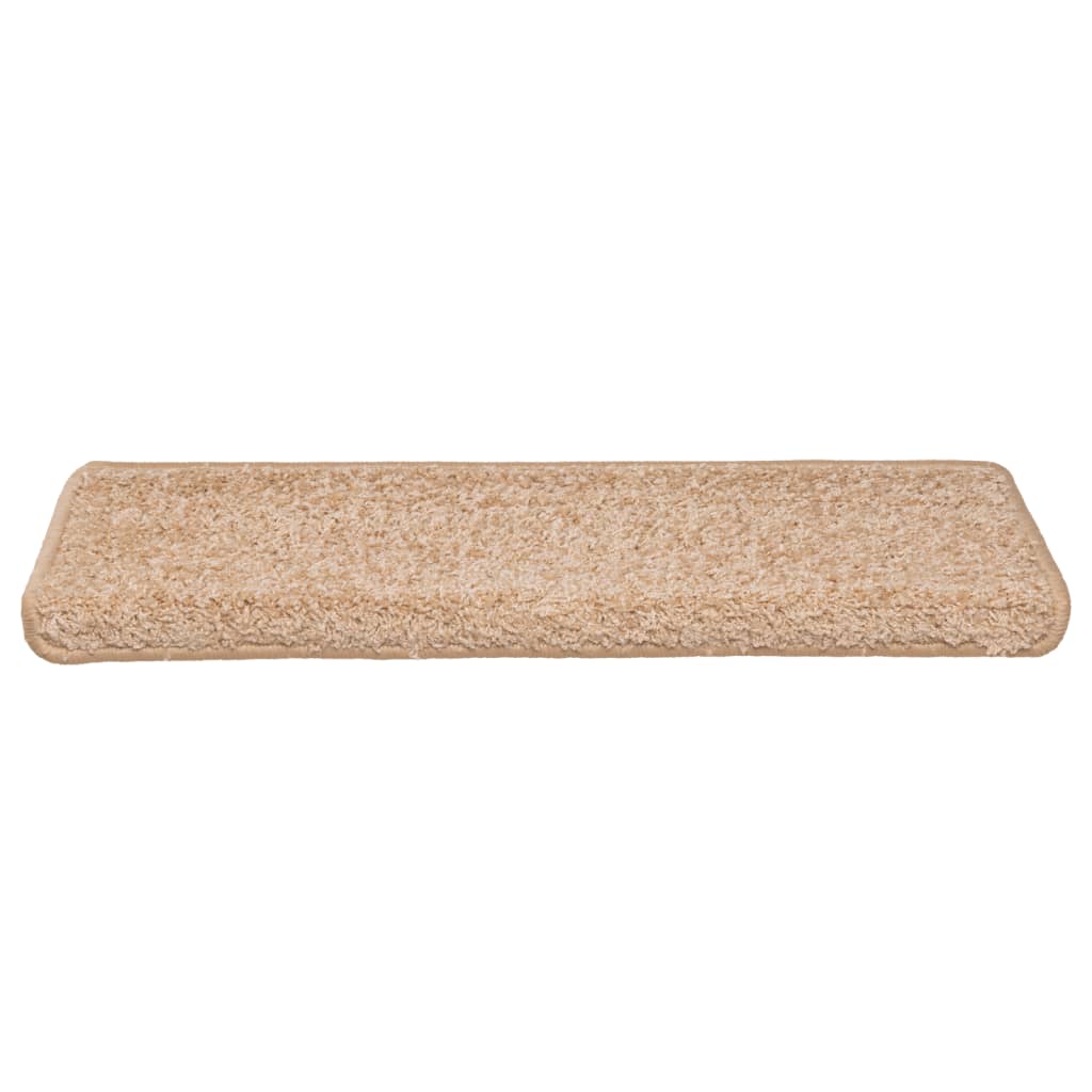 Tapetes de escada 15 peças 65x21x4 cm dourados com borda retangular