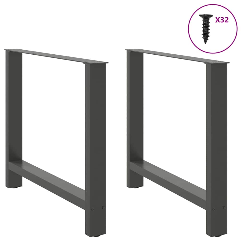 Pés para mesa de jantar antracite 2 peças 90x(72-73) cm aço
