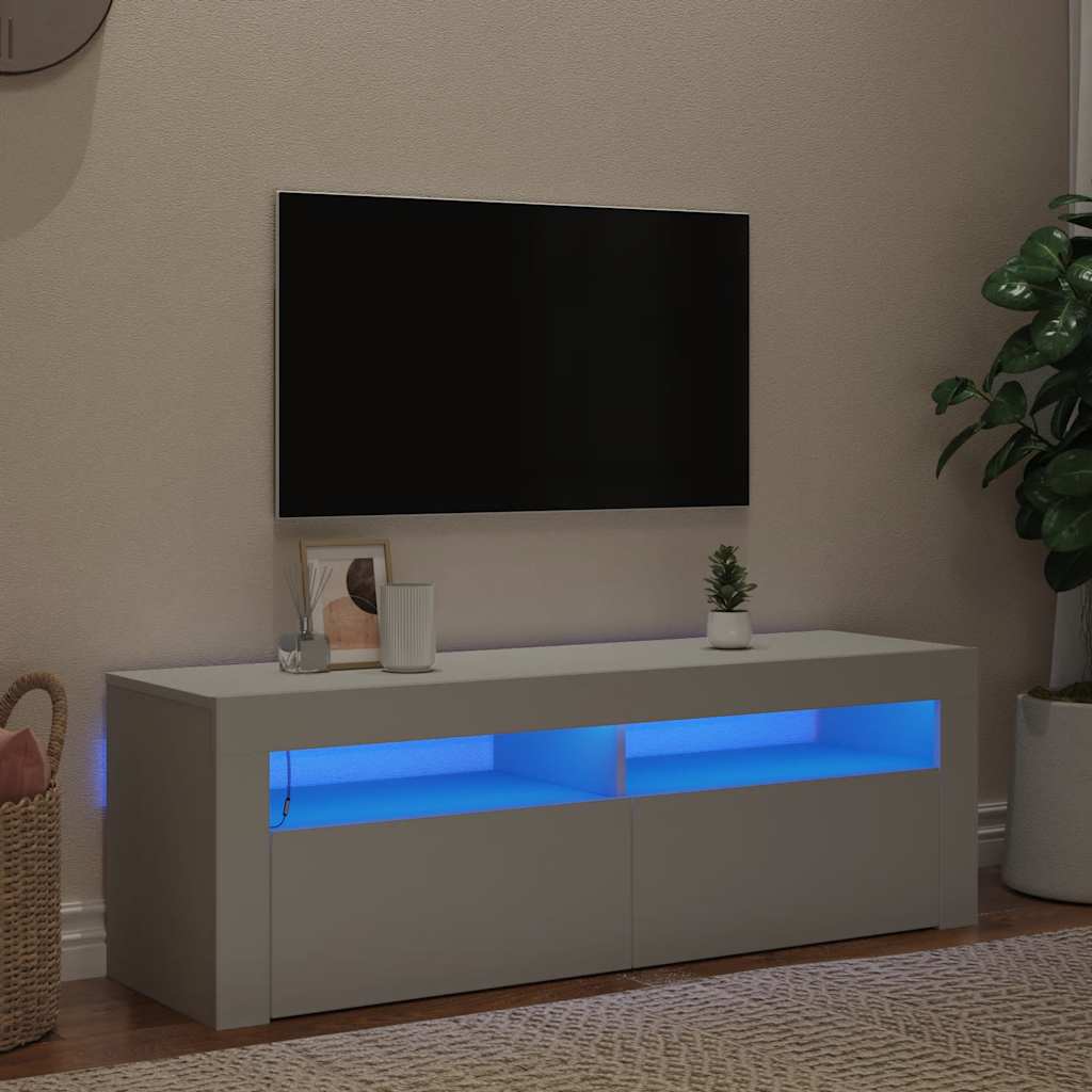 Móvel de TV com luzes LED 120x35x40 cm branco