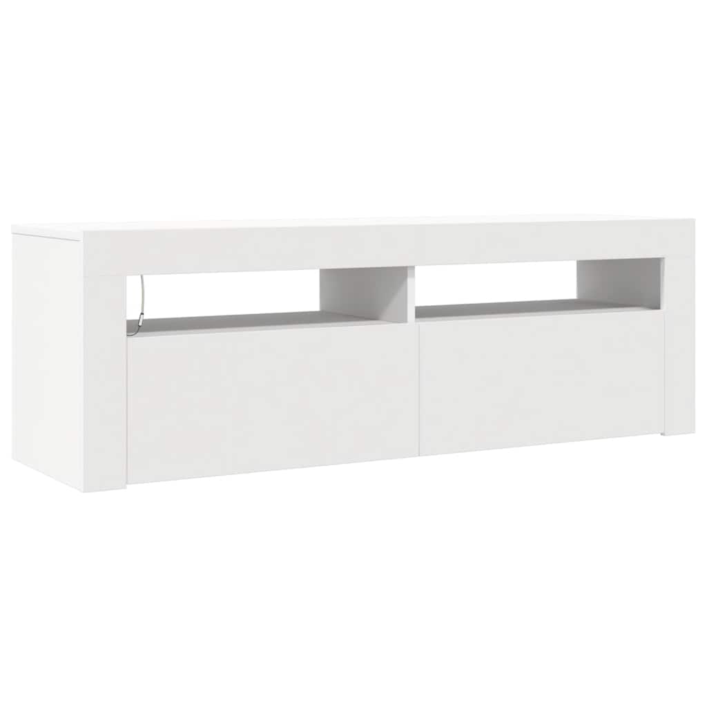 Móvel de TV com luzes LED 120x35x40 cm branco