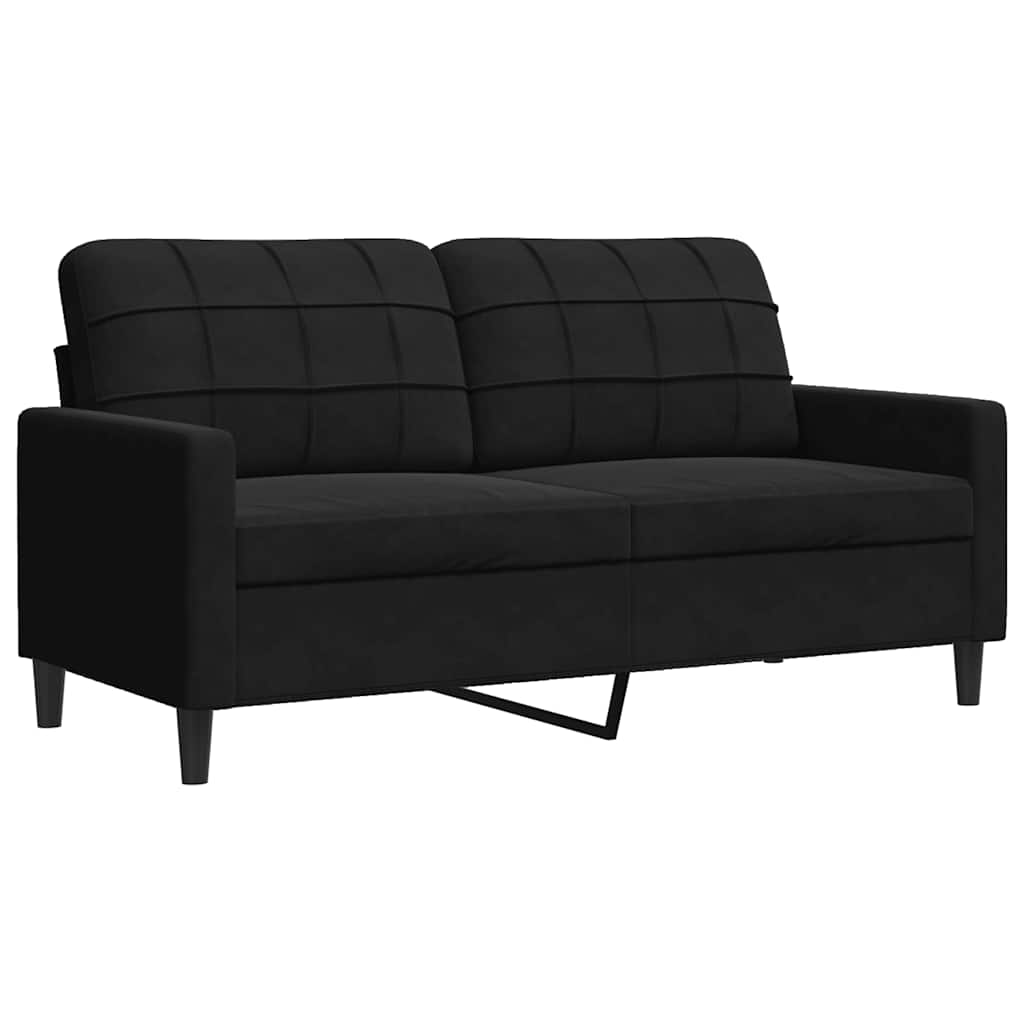 2 Pcs conjunto de sofás com almofadões veludo preto