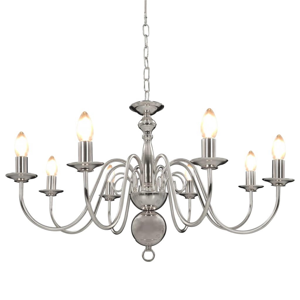 Lustre de 8 lâmpadas e14 prateado