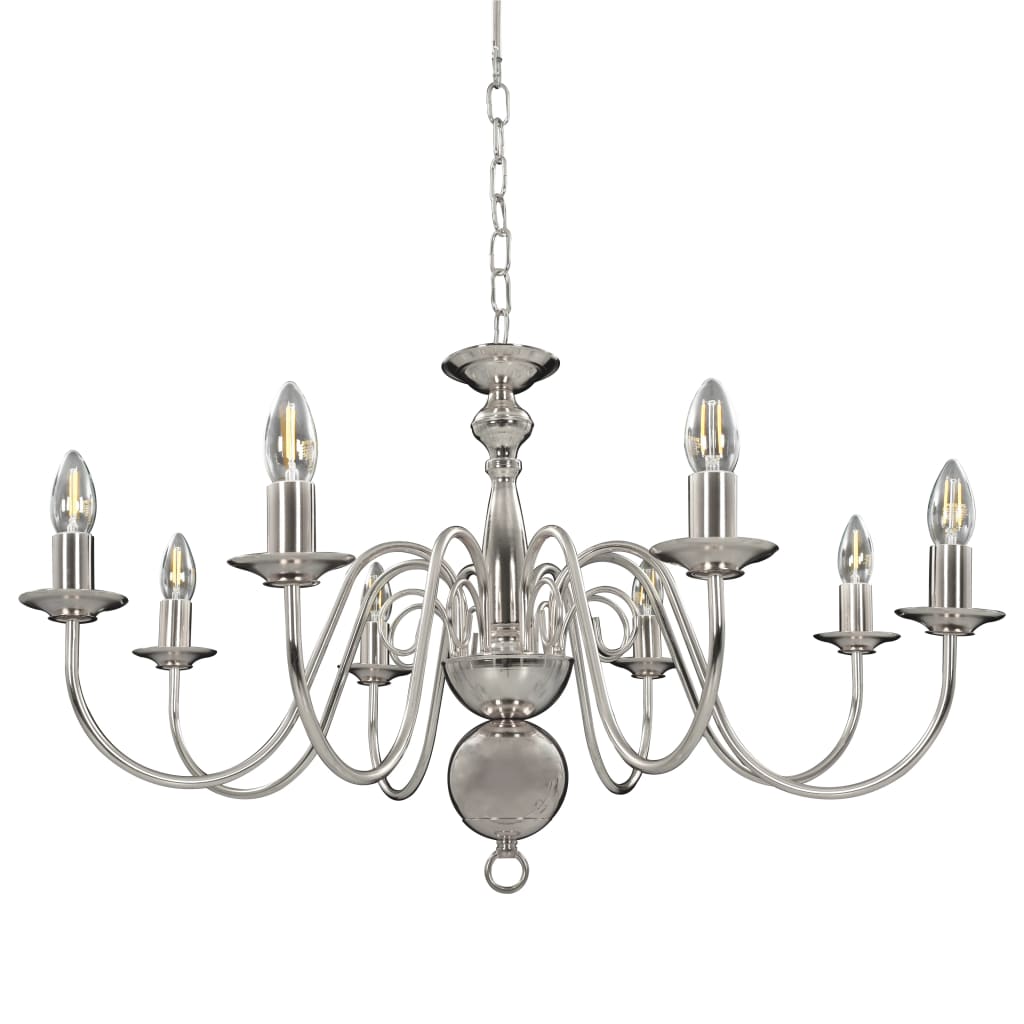 Lustre de 8 lâmpadas e14 prateado