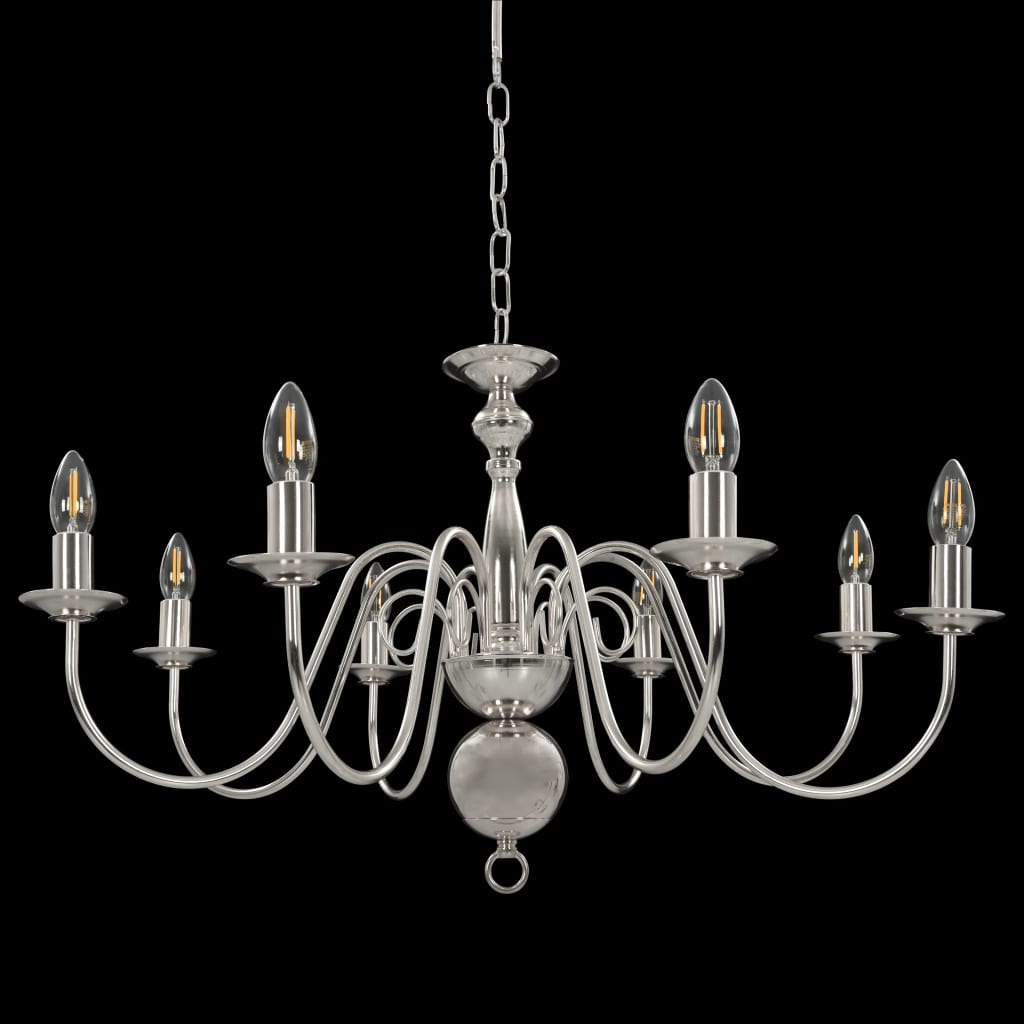 Lustre de 8 lâmpadas e14 prateado
