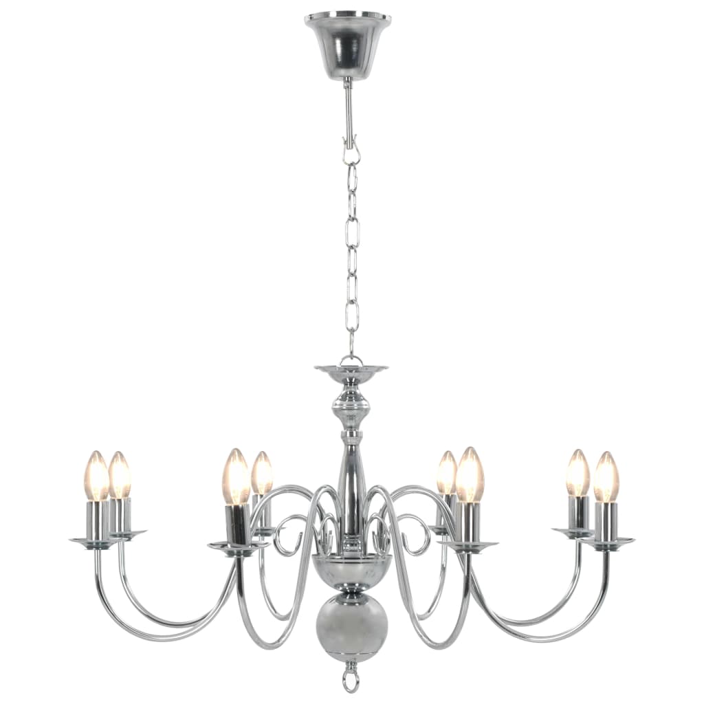 Lustre de 8 lâmpadas e14 prateado