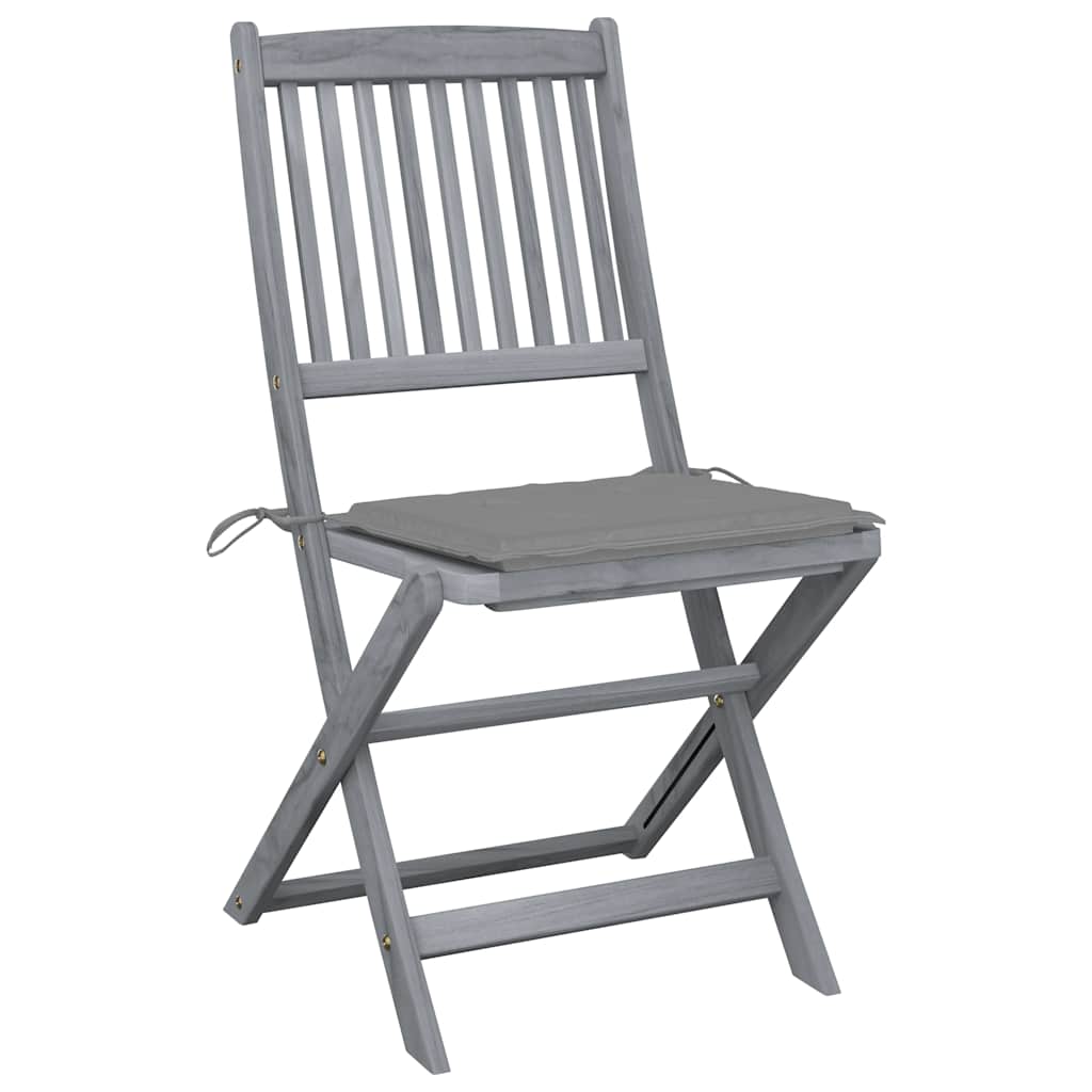 Cadeiras exterior dobráveis c/ almofadões 4 pcs acácia maciça