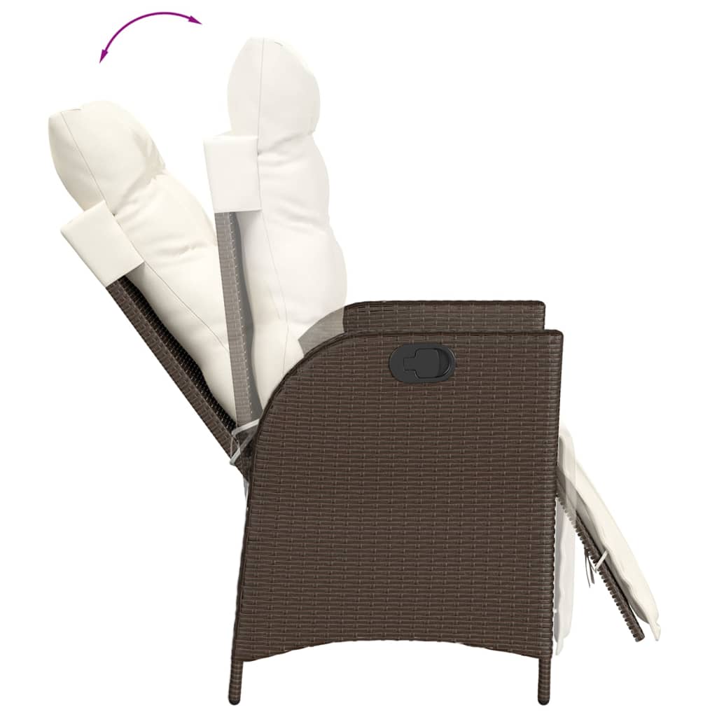 5 Pcs conjunto jantar p/ jardim c/ almofadões vime PE castanho