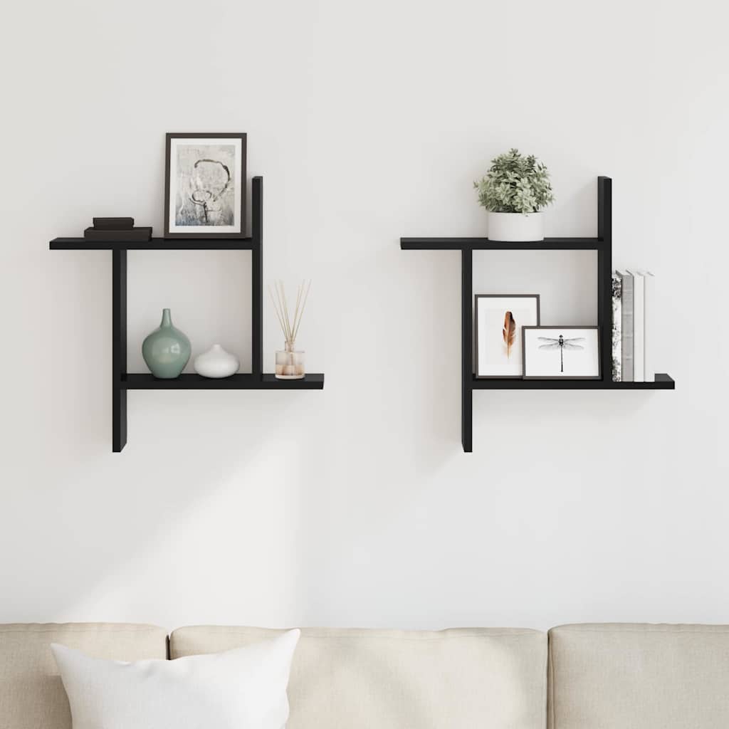 Prateleiras de parede 2 pcs 50x12x50 cm derivados madeira preto