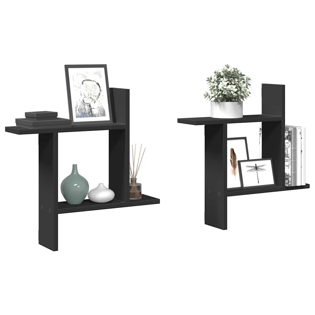 Prateleiras de parede 2 pcs 50x12x50 cm derivados madeira preto